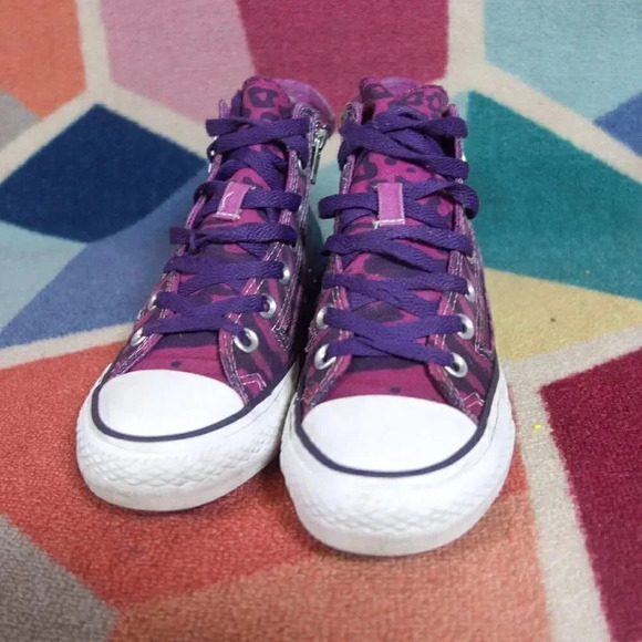 Converse All Star Chuck Taylor Purple Blue Cheetah Size 6 - Picture 2 of 5